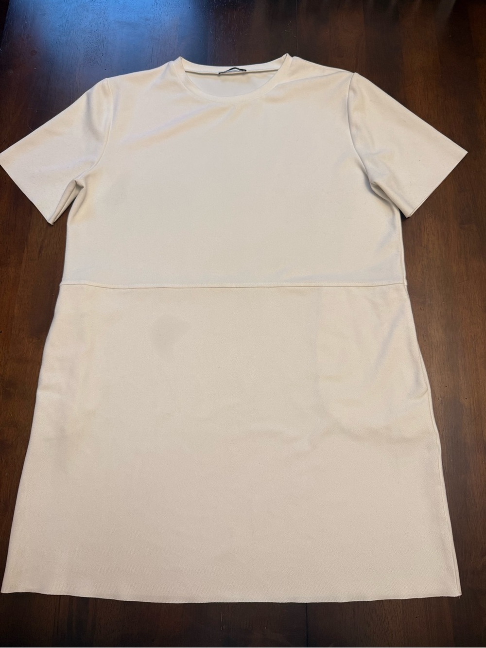 Zara Short-Sleeve Crewneck Tunic Top - Light Cream